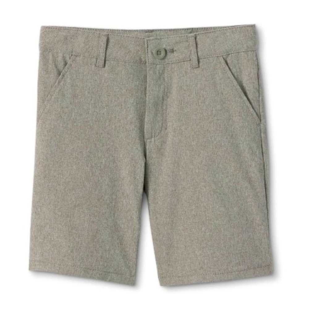 Cat & Jack, NWOT, boy's flat front quick dry chino shorts in light grey.
